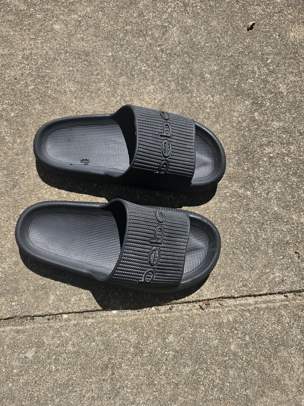 bebe Black Ribbed Slide Sandals - Picture 5 of 6